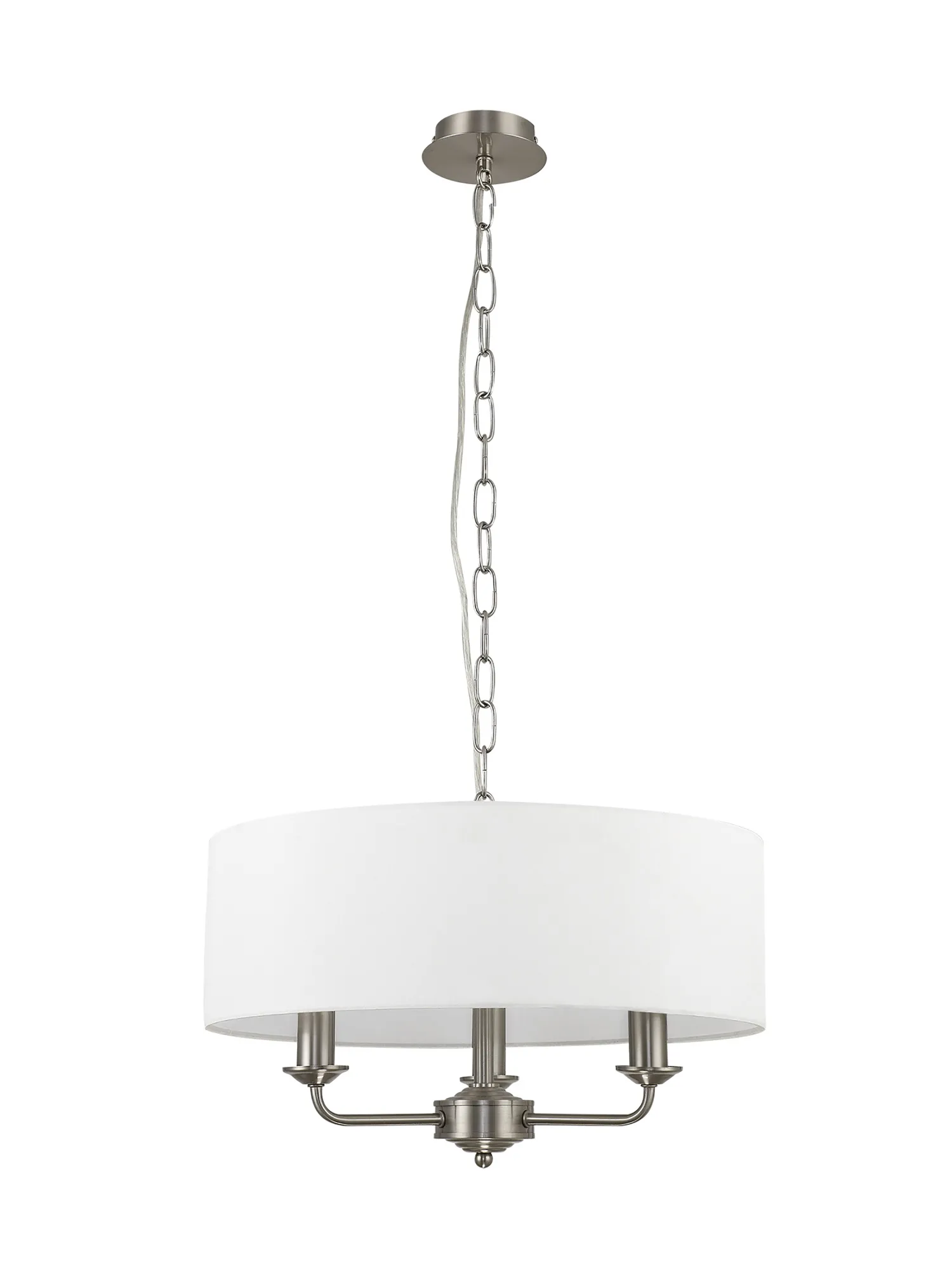 Banyan 45cm 3 Light Pendant Satin Nickel, White DK0053  Deco Banyan SN WH